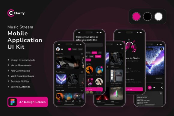 Music Stream Application Mobile UI KIT